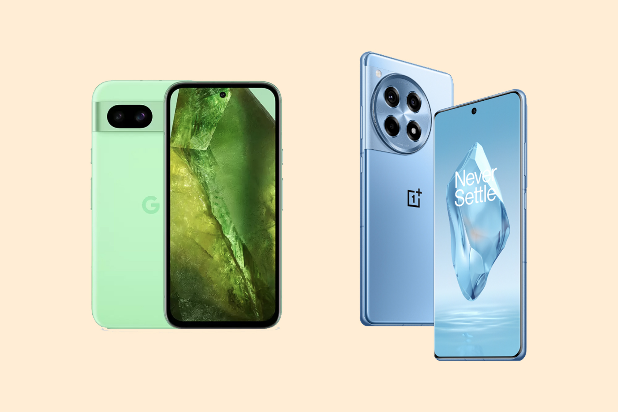 Google Pixel 8a versus OnePlus 12R.