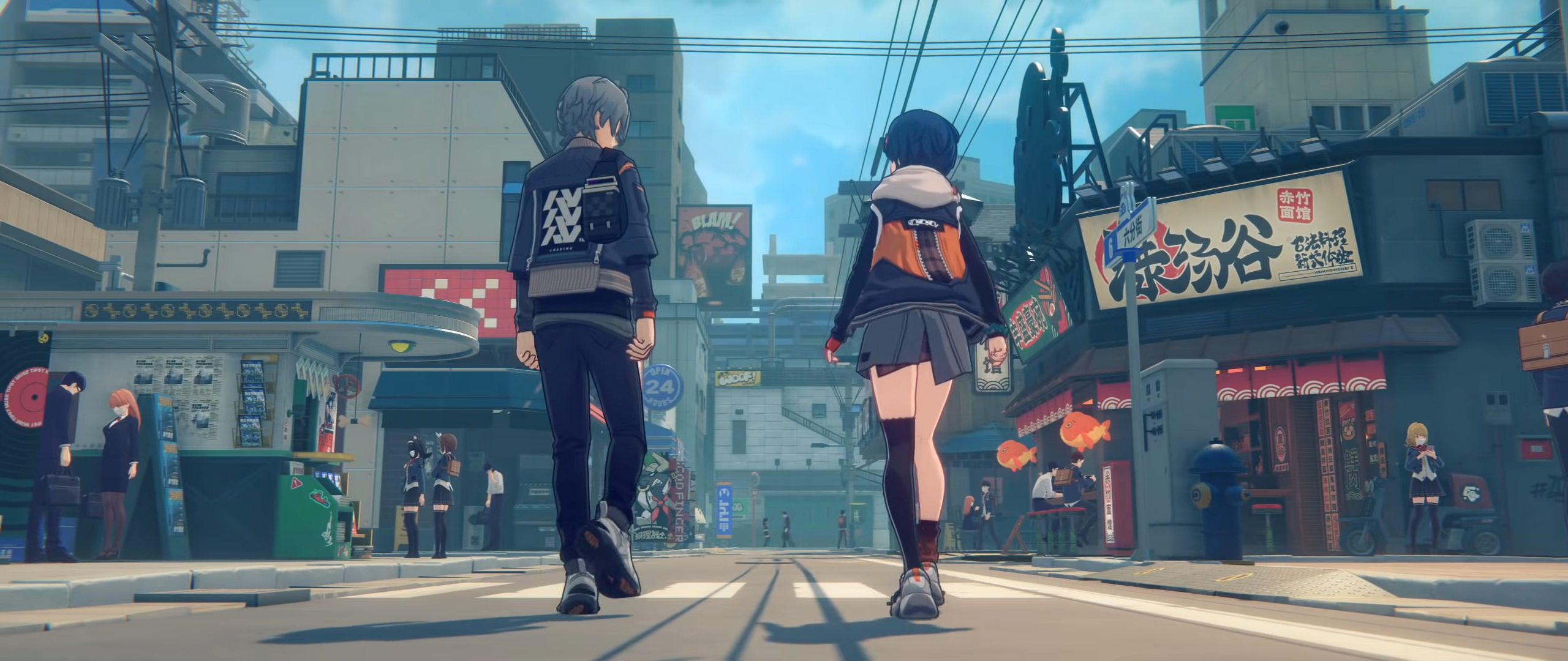 Two Zenless Zone Zero characters walking.
