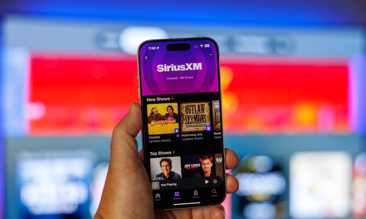The SiriusXM Podcasts Plus subscription in the Apple Podcasts app on an iPhone.
