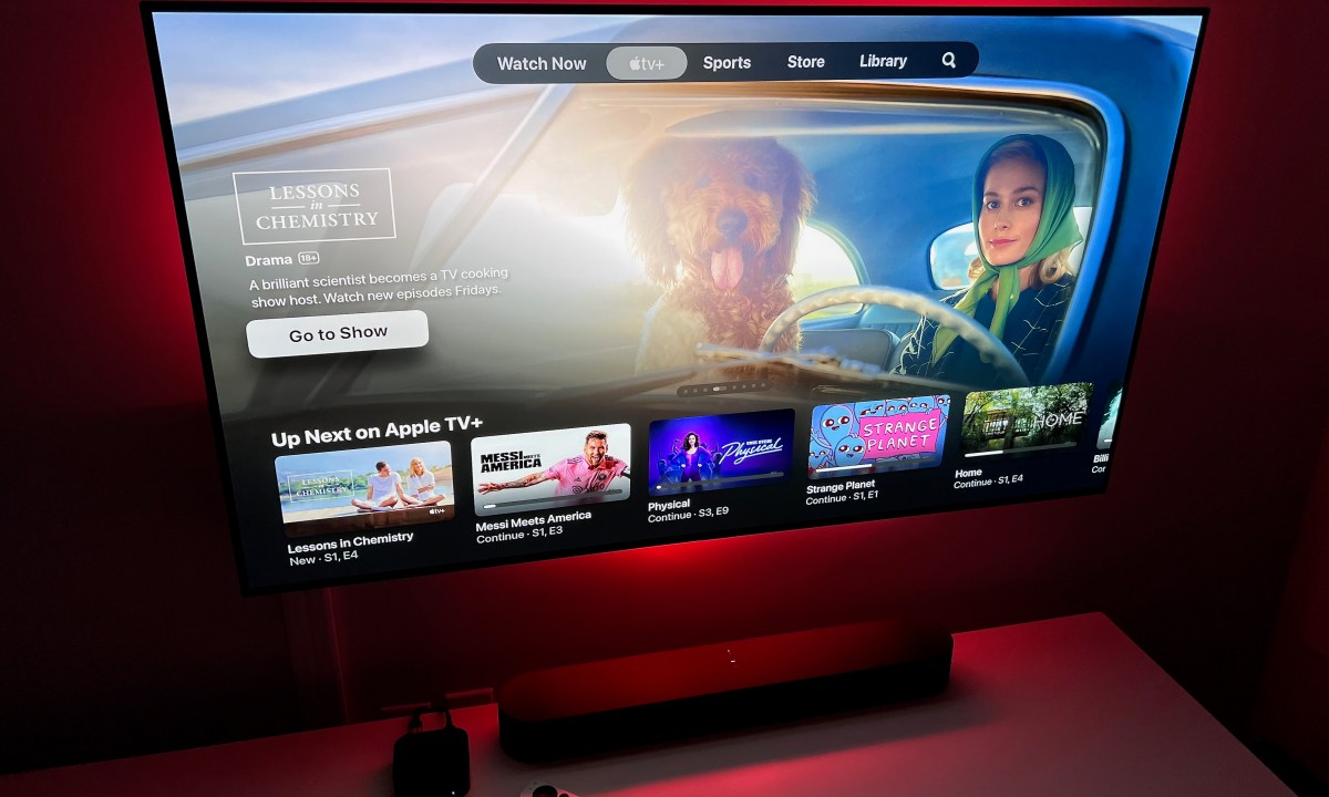 Apple TV Plus home screen with Lessons in Chemistry.