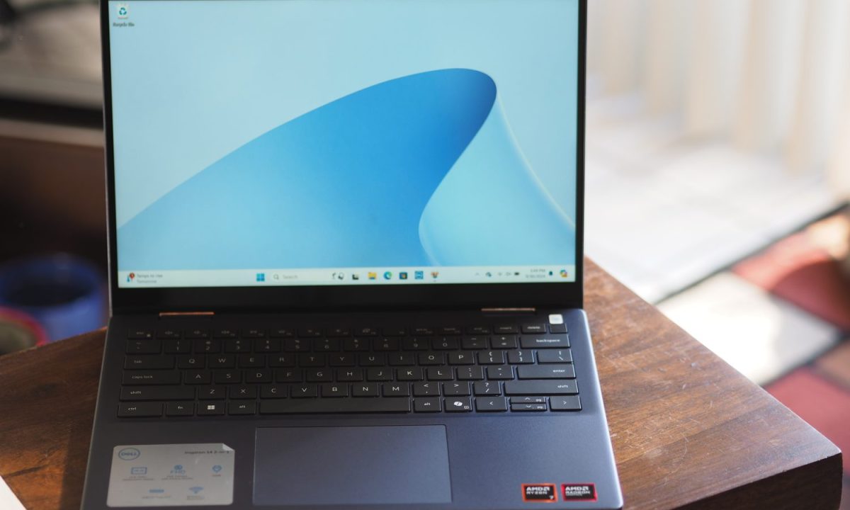 Dell Inspiron 14 2-in-1 (7445) front view showing display and keyboard.