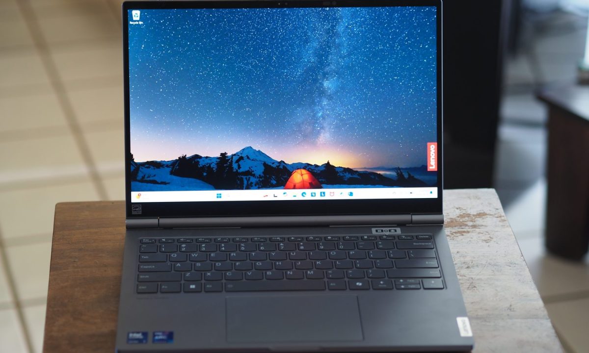 Lenovo ThinkBook Plus Gen 5 Hybrid front view showing display and keyboard.