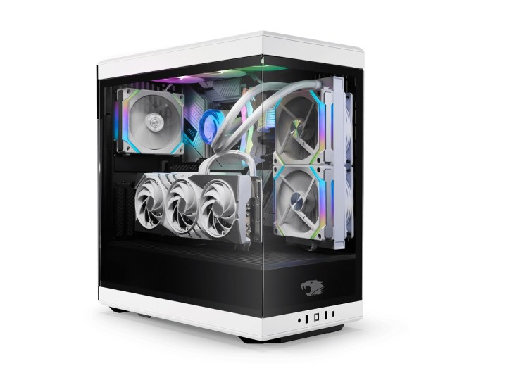 The iBuyPower RDY Monochrome IV gaming PC on a white background.