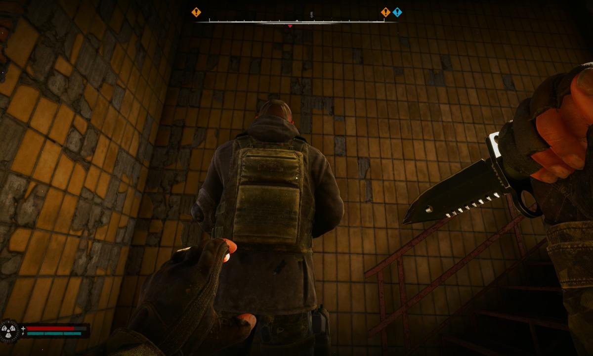 A stalker about to do a stealth kill in Stalker 2.