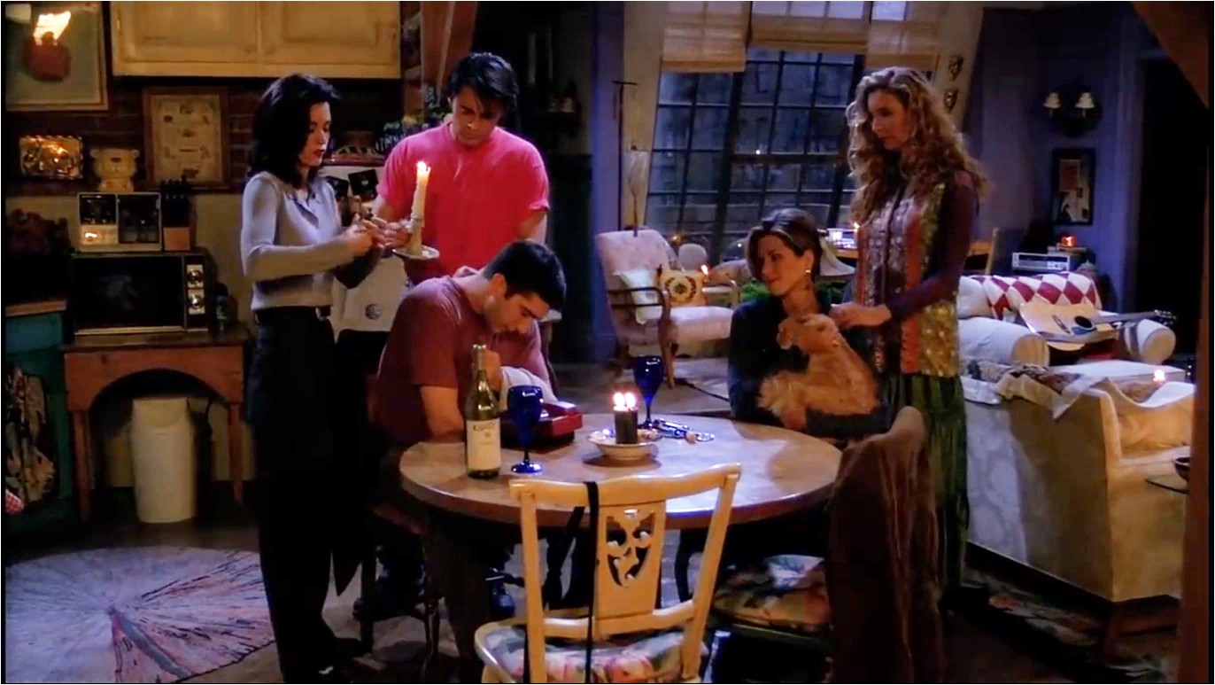 5 friends light candles in Friends.