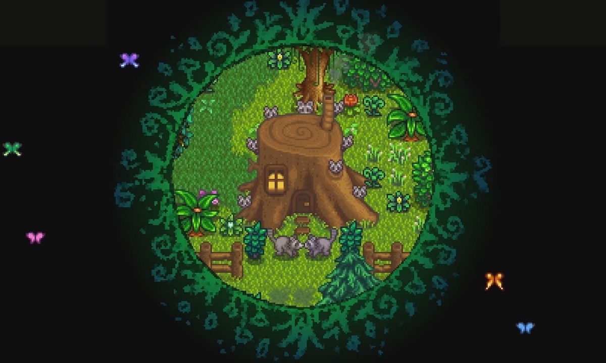 Giant Stump completed cutscene in Stardew Valley.