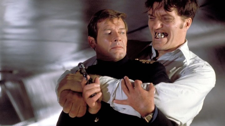 James Bond battles Jaws the henchmen in "The Spy Who Loved Me."