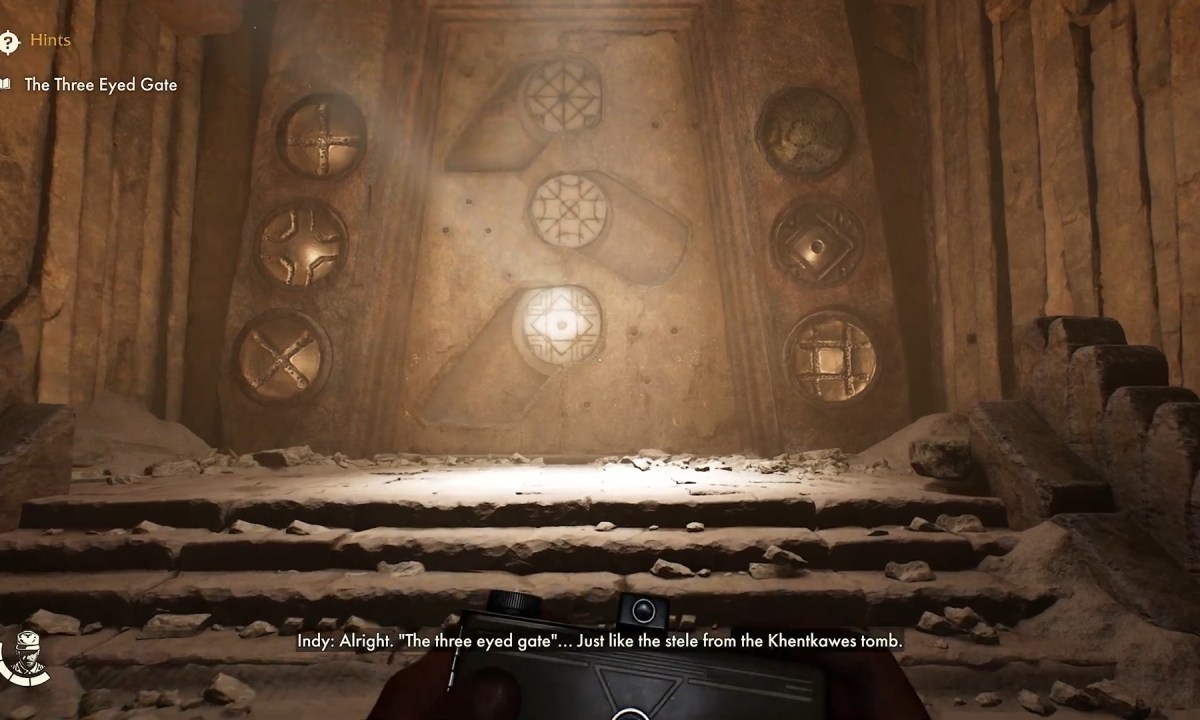 A mirror puzzle in Indiana Jones and the Great Circle.