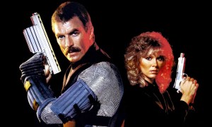 Tom Selleck and Cynthia Rhodes in Runaway.