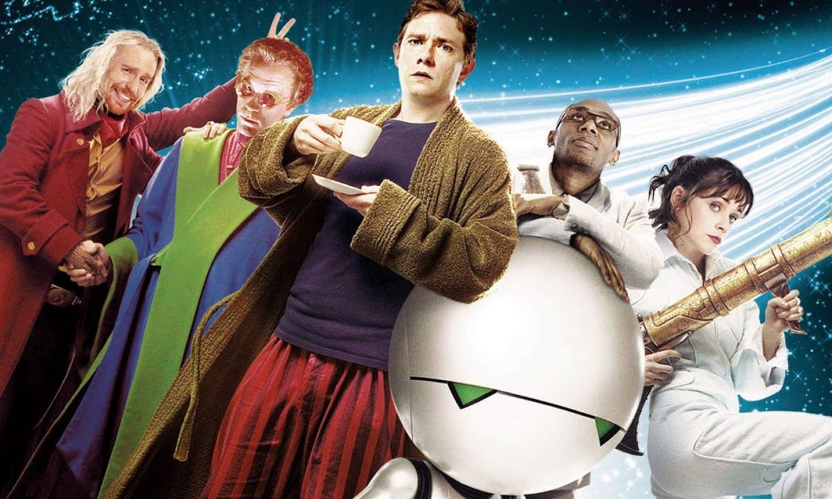 The cast of The Hitchhiker's Guide to the Galaxy.