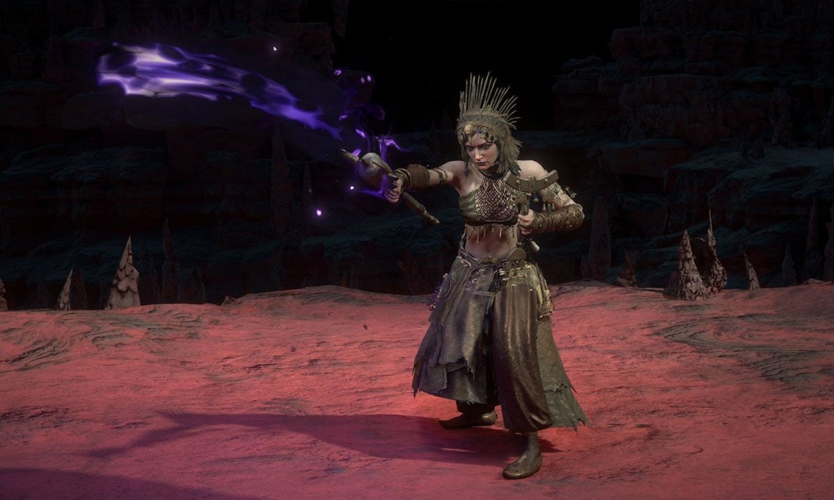 Witch casting a skill in Path of Exile 2.
