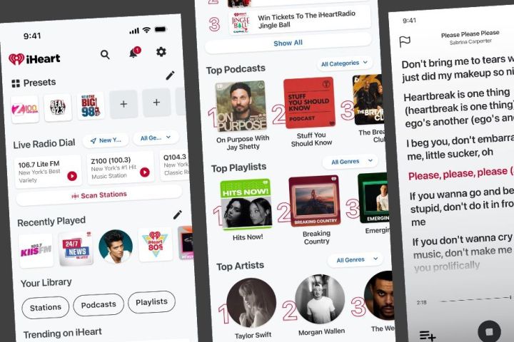 iHeartRadio's redesigned mobile app.