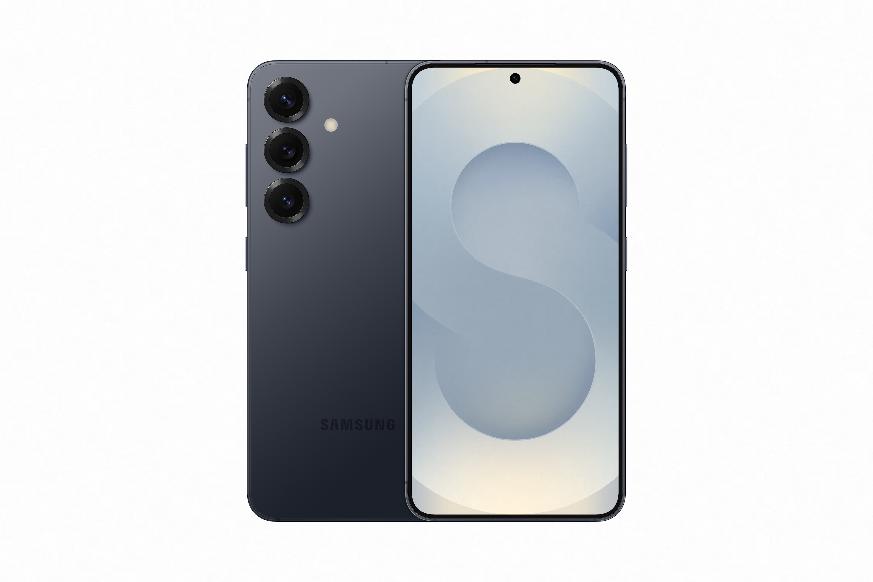 The Samsung Galaxy S25 in Blue Black.