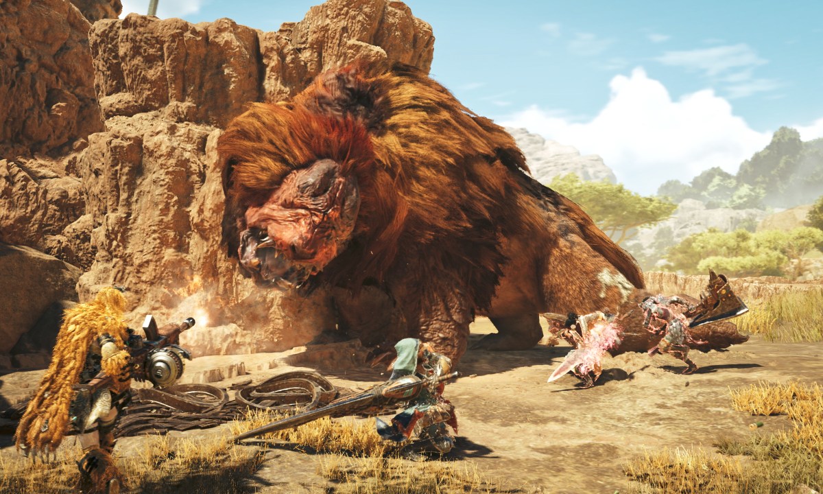 Players take on an Alpha Doshaguma in Monster Hunter Wilds.