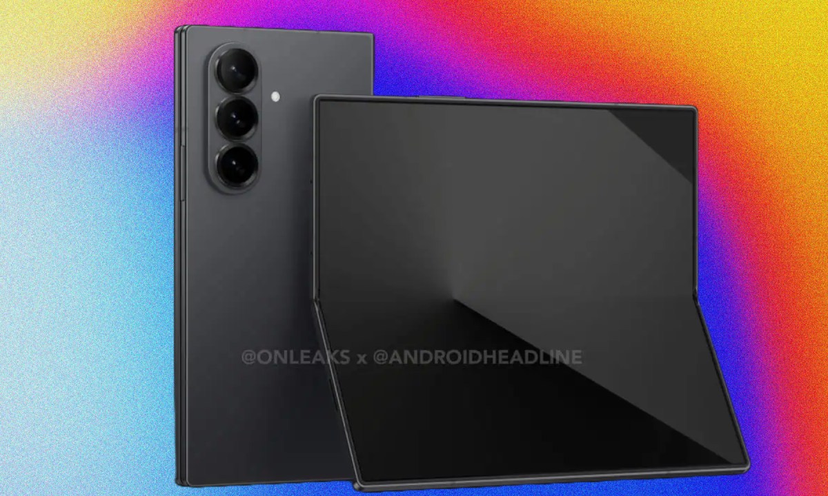 Leaked render of the Samsung Galaxy Z Fold 7 showing its front and rear profiles.
