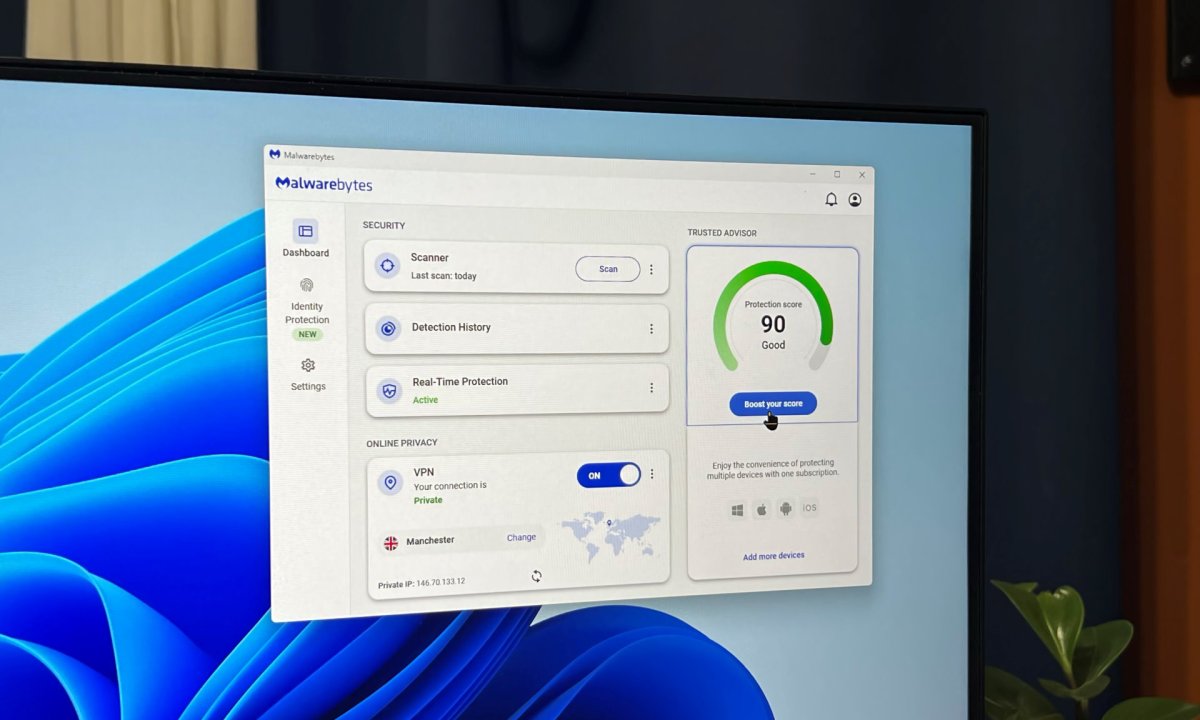 Malwarebytes 2025 kept the clean design and added a new tab for identity protection.