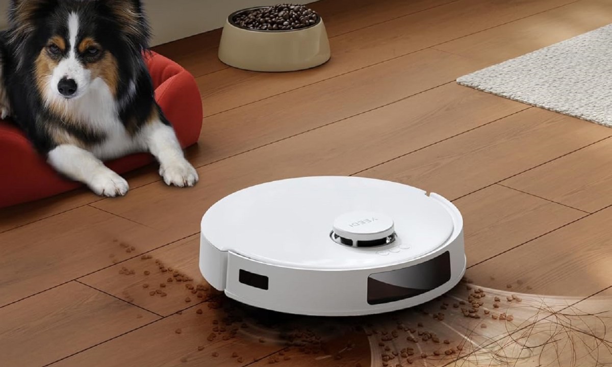The Yeedi C12 Robot Vacuum and Mop cleaning the floor.