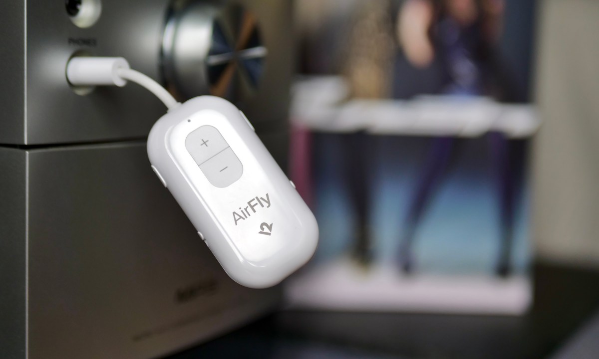 The Twelve South AirFly Pro 2 plugged into a CD player.