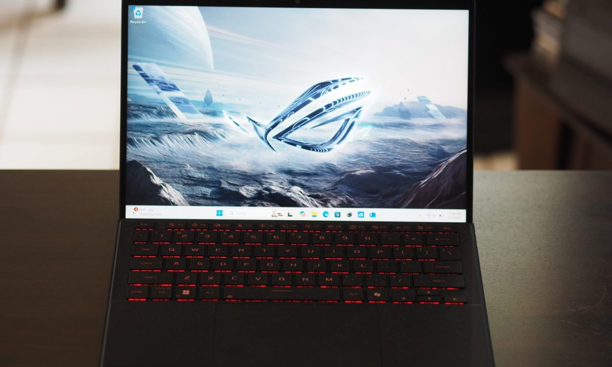 Asus ROG Flow Z13 2025 front view showing display and keyboard.