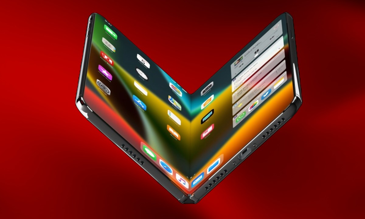 Semi-open state of a foldable iPhone concept