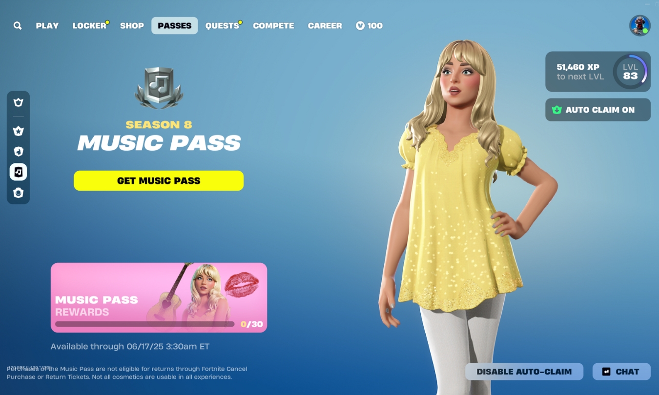 Fortnite Sabrina Carpenter Music Pass skin