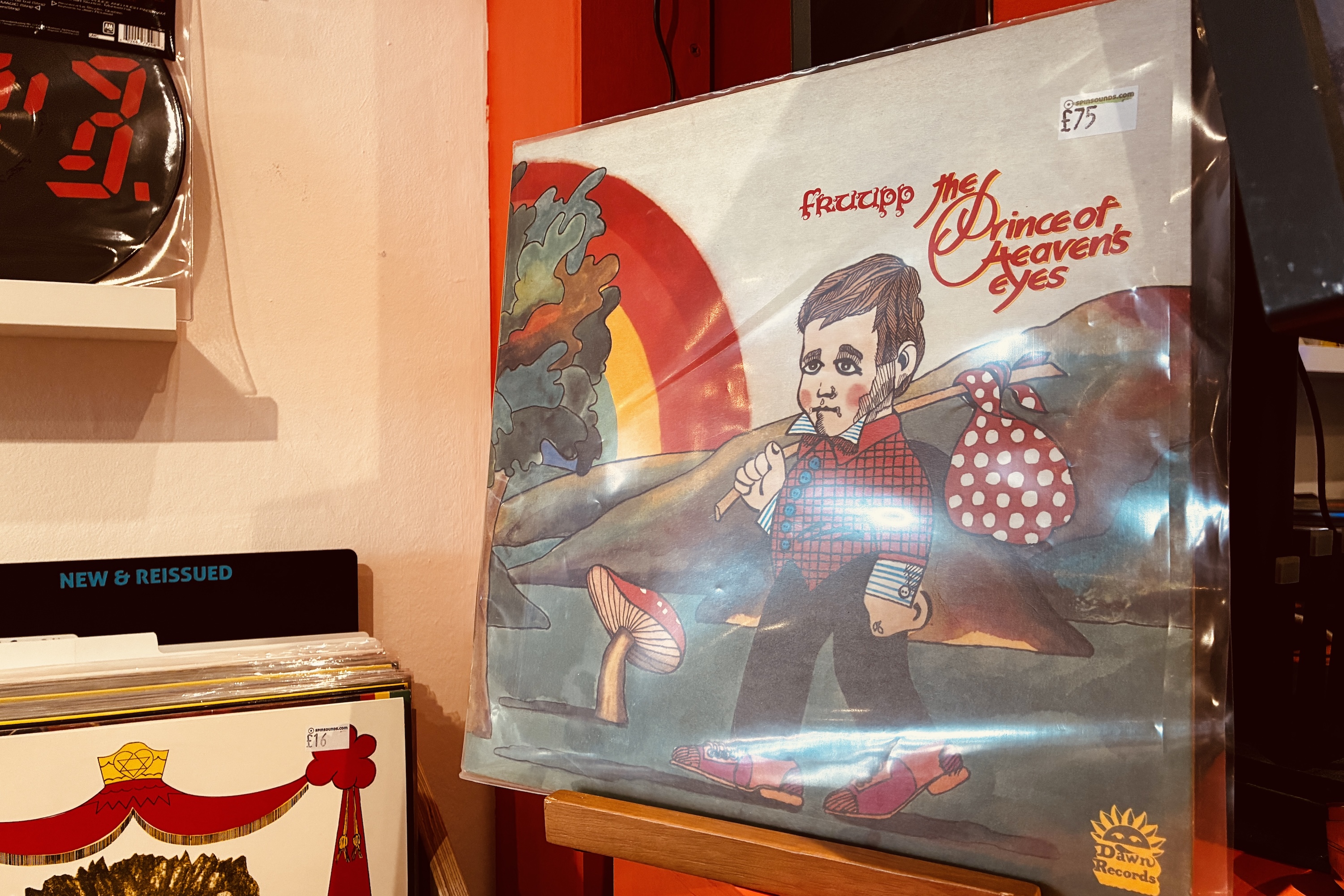 A collectible vinyl record in Spin Sounds record store in the U.K..