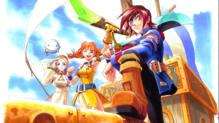 Characters pose together in Skies of Arcadia 2 art.