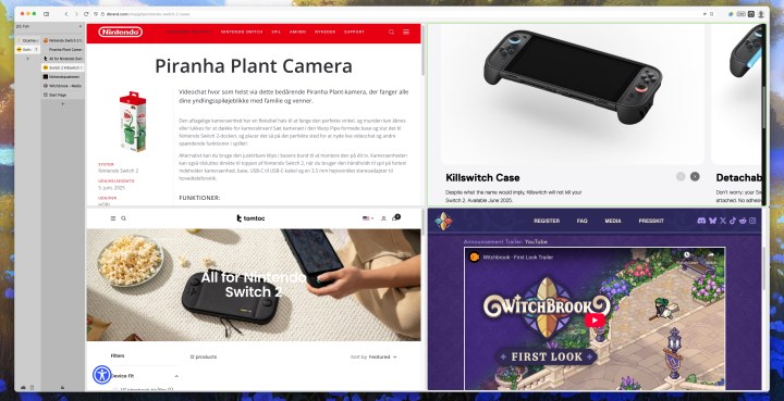 Tab tiling screenshot in Vivaldi.